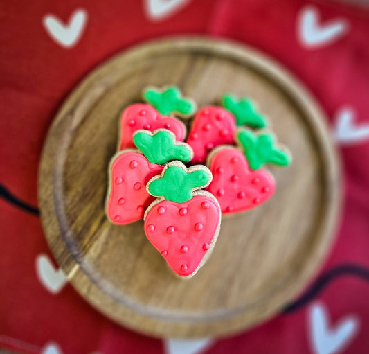 Strawberry Dog Treat Cookies | 3 inch  Qty 12 Wholesale