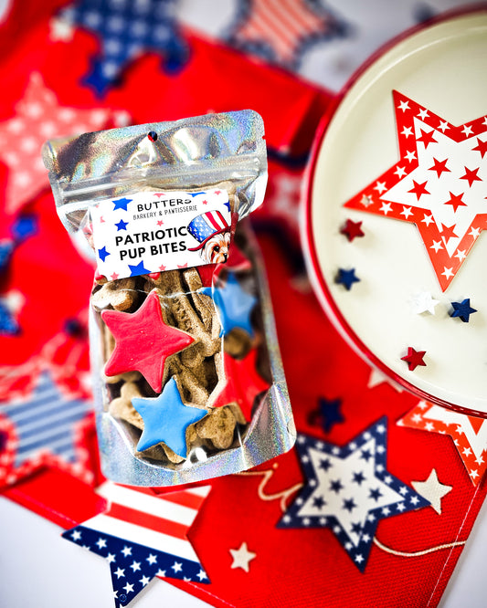 Patriotic Pup Bites 4th of July Cookies | Personalized Name Option