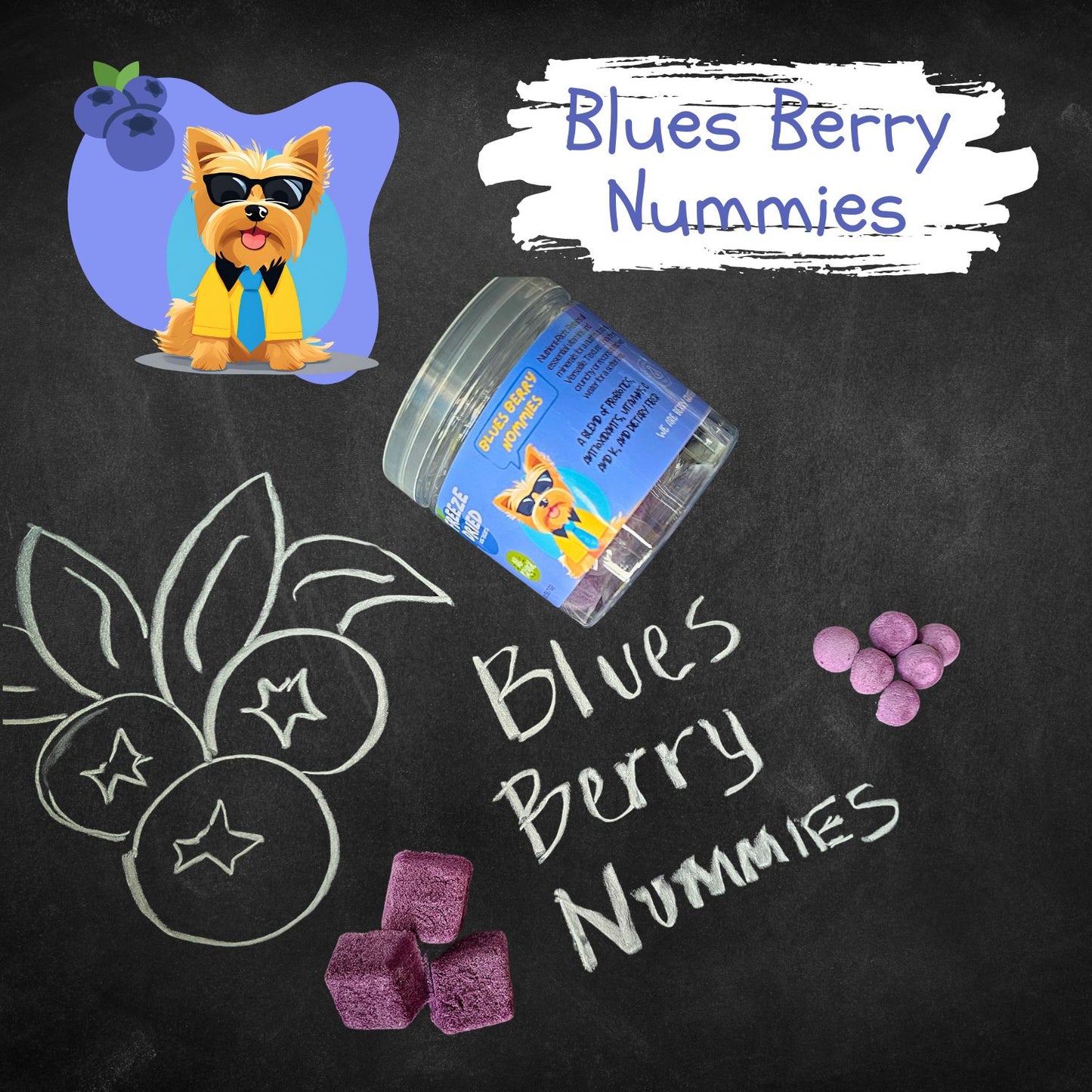 Blues-Berry Nummies Qty 3  Jars Wholesale